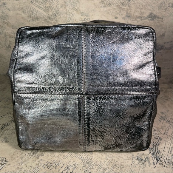Francesco Biasia Distressed Metallic Leather Shoulder Bag - Picture 6 of 16